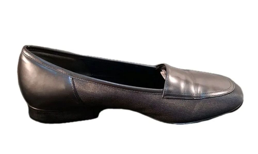 Gabor Loafers Silver Leather Slip-On Shoes Size 6